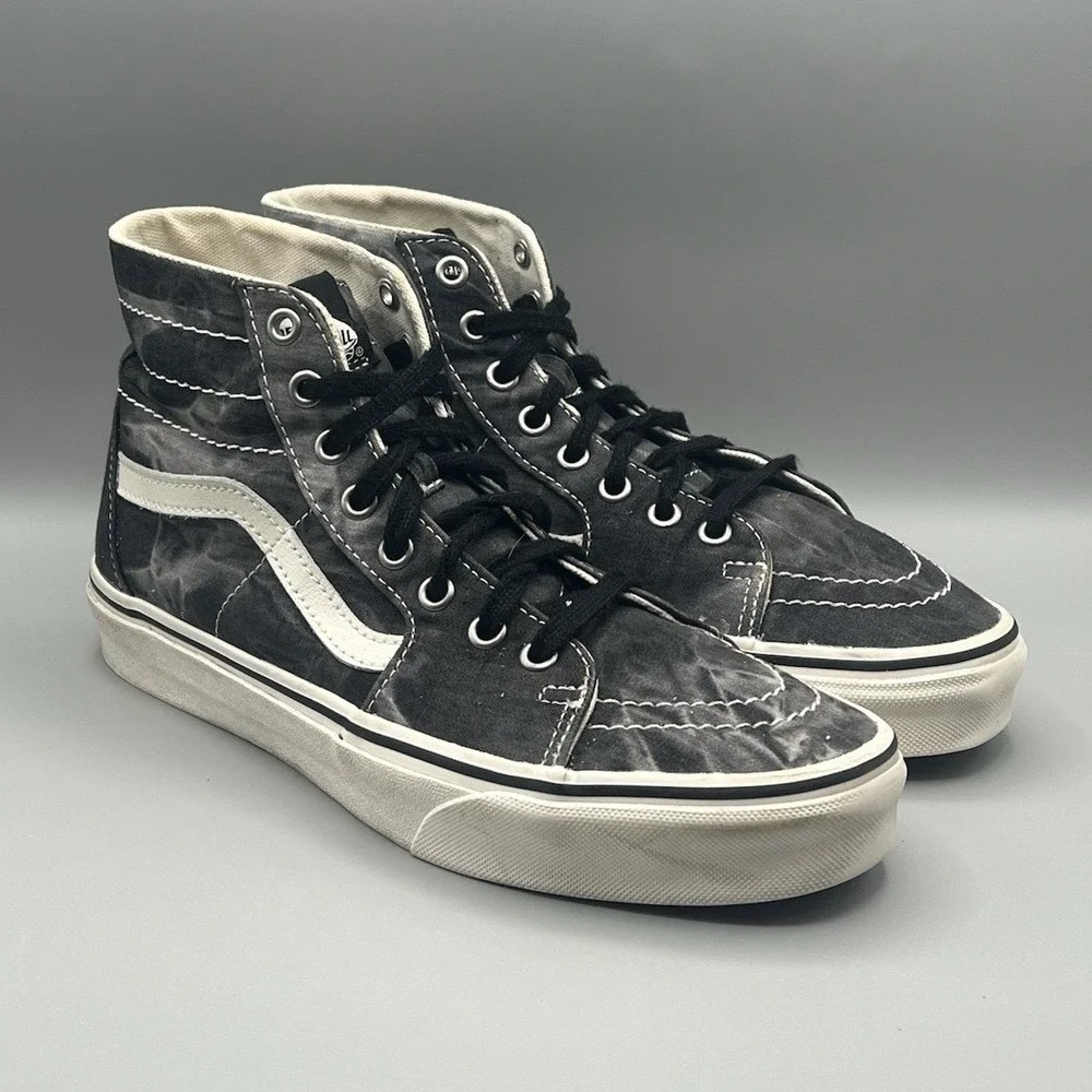 Vans Sk8-Hi Washed Black Gray High Top Skate Shoes - Men's‎ Size 8 USED